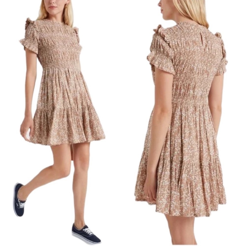 Mirth | Crete Mini Dress in Desert Sand Coral Print - Size Small